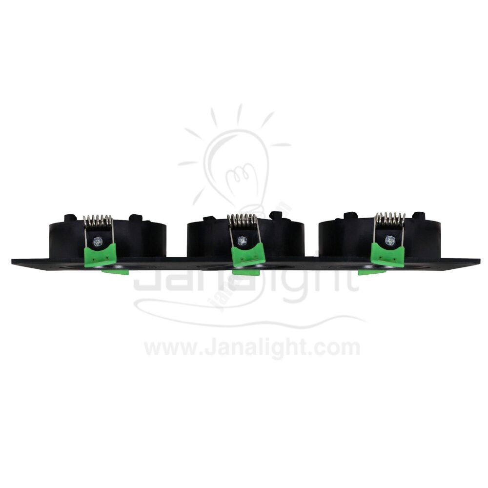 سبوت لايت فارغ متحرك مستطيل 3 عين بلاستك اسود جنى لايت JN407 Triple square black Spotlight frame